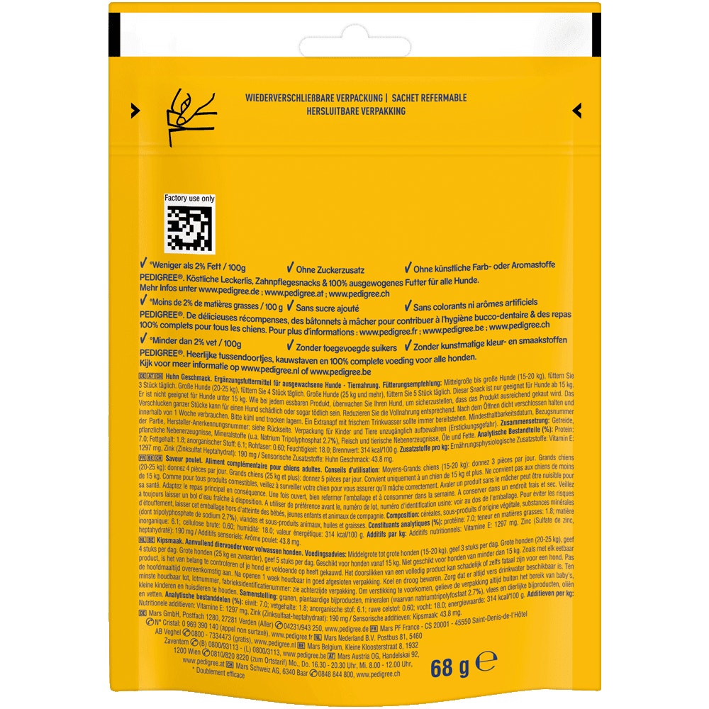 PEDIGREE® DENTASTIX™ CHEWY CHUNX™ mit Huhn Geschmack, Maxi 15kg+, 68g