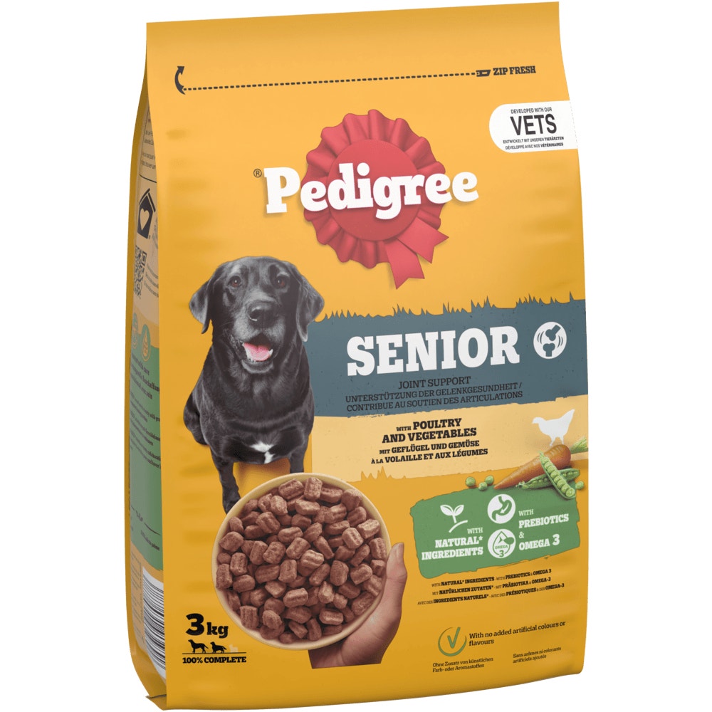 PEDIGREE® Trockenfutter Senior Geflügel & Gemüse, 3kg