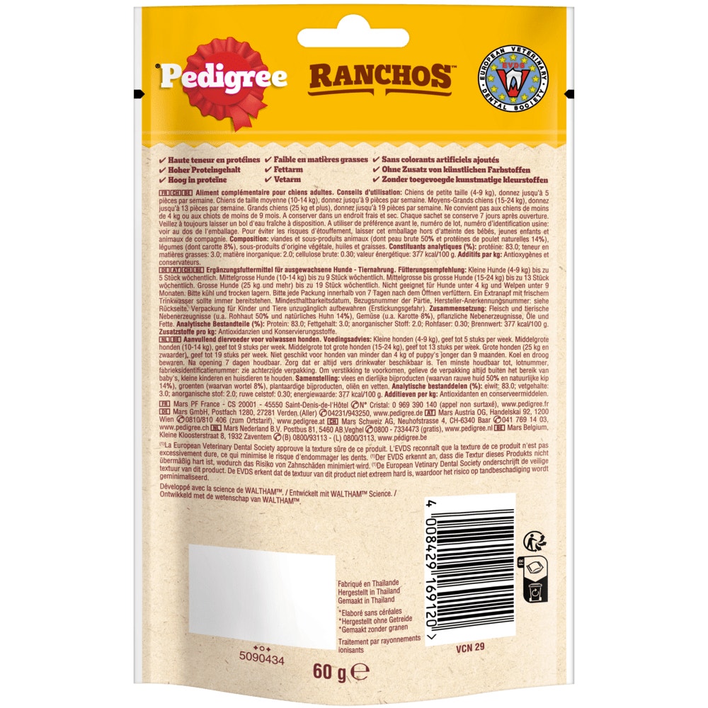 PEDIGREE® RANCHOS™ Layers mit Huhn & Karotten, 60g