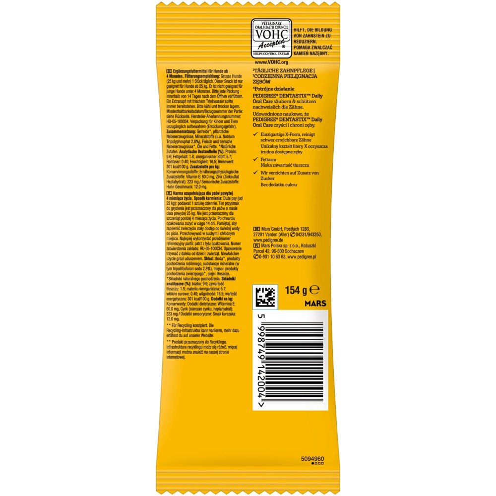 PEDIGREE® DENTASTIX™ Daily Oral Care grosse Hunde, 4, 21, 28, 42, 56 & 105 Stück