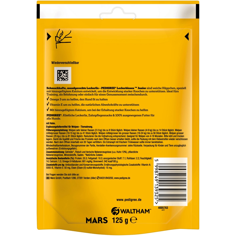 PEDIGREE® Leckerbissen Tasty Minis Junior mit Huhn, 125g