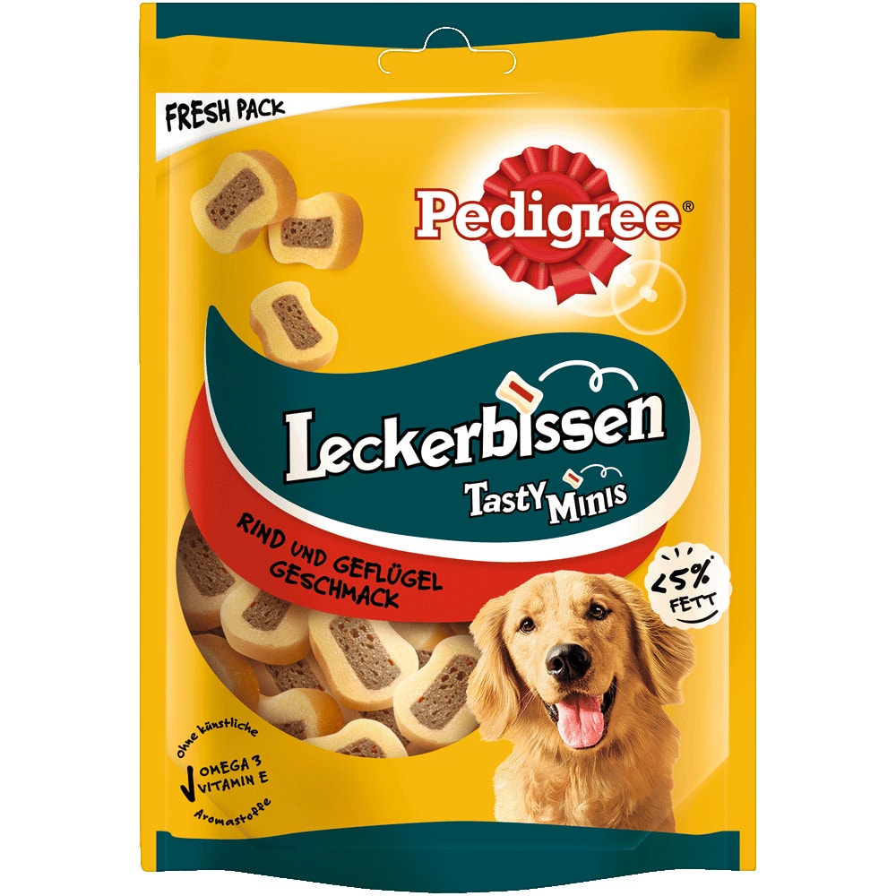 PEDIGREE® Leckerbissen Tasty Minis mit Rind & Geflügel Geschmack, 155g
