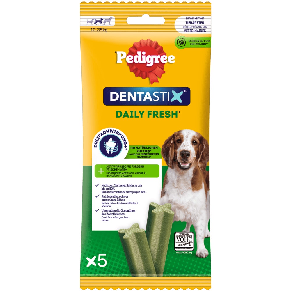 PEDIGREE® DENTASTIX™ Daily Fresh, mittlere Hunde, 5 & 28 Stück