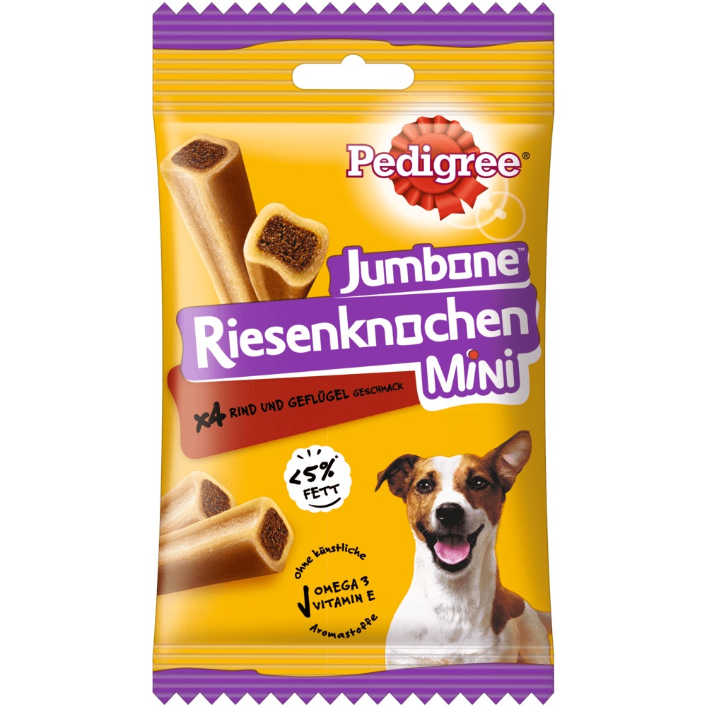 PEDIGREE® JUMBONE™ Riesenknochen Mini Rind & Geflügel Geschmack, 4 Stück