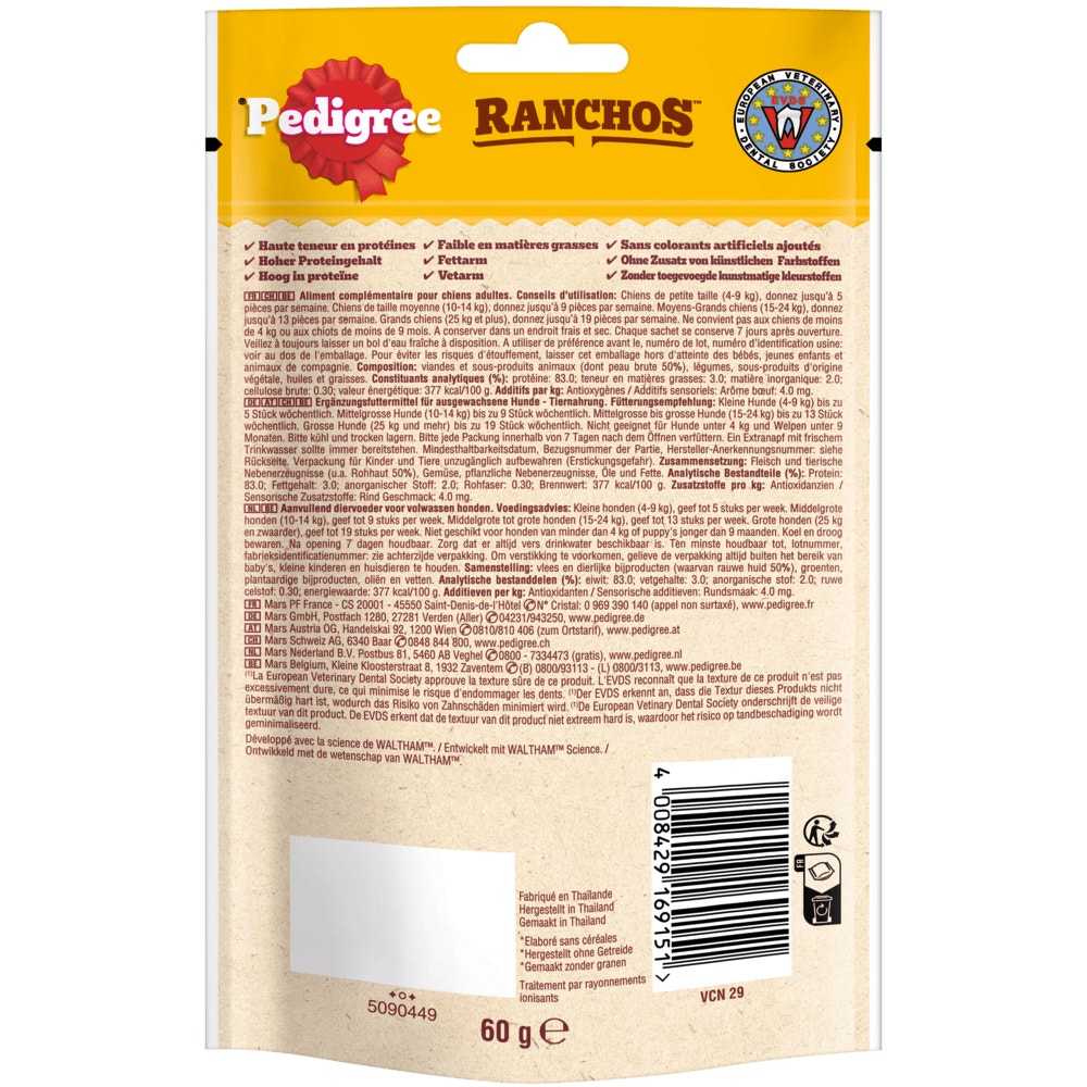 PEDIGREE® RANCHOS™ Layers mit Rind Geschmack, 60g