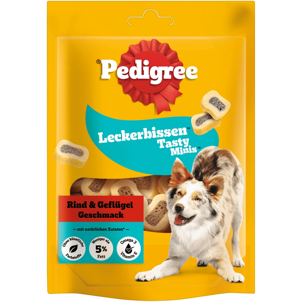 PEDIGREE® Leckerbissen Tasty Minis Rind & Geflügel Geschmack, 155g