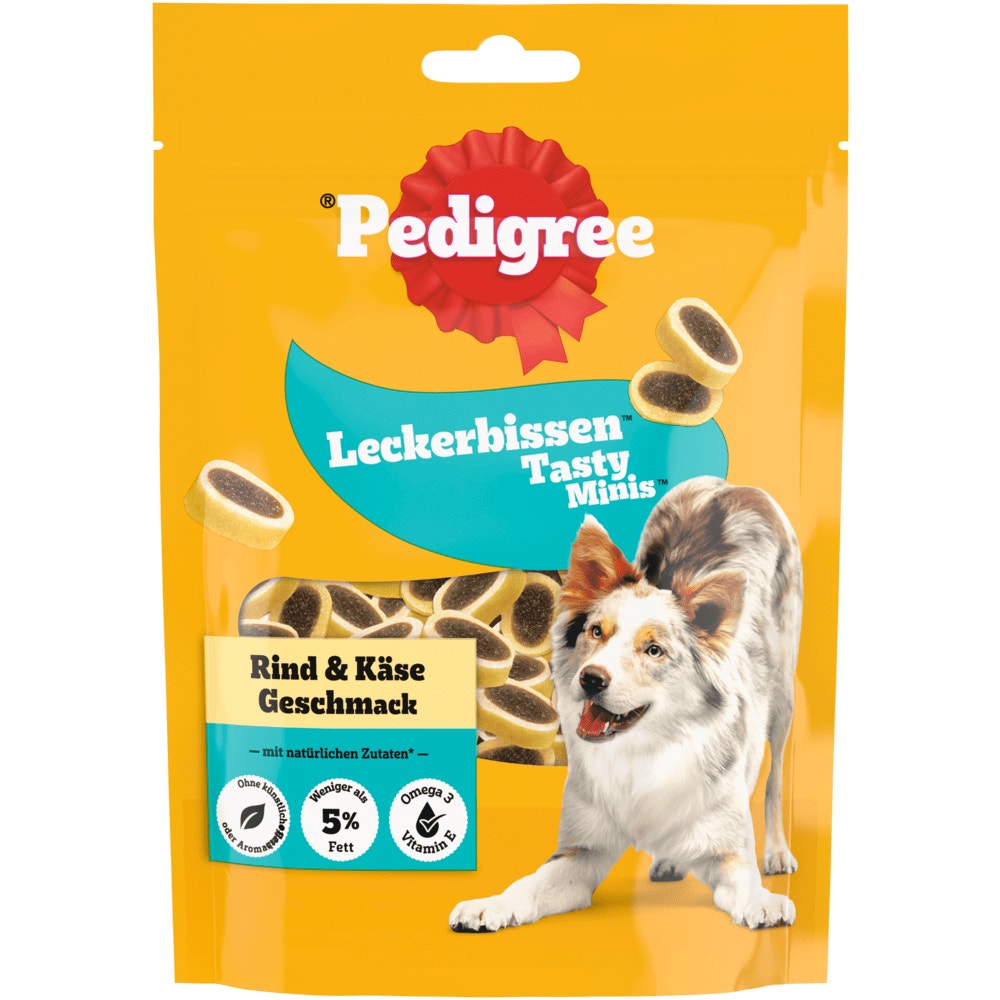 PEDIGREE® Leckerbissen Tasty Minis mit Rind & Käse Geschmack, 140g